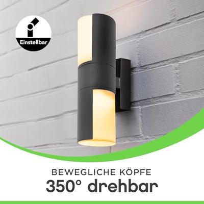Up en down LED gevelverlichting donkergrijs &apos;Lutec Cyra&apos; 25 cm - thumbnail