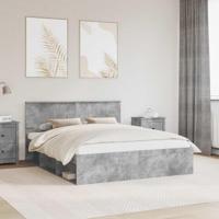 Bedframe met hoofdeinde Beton 160 x 200 cm Massief grenenhout - thumbnail