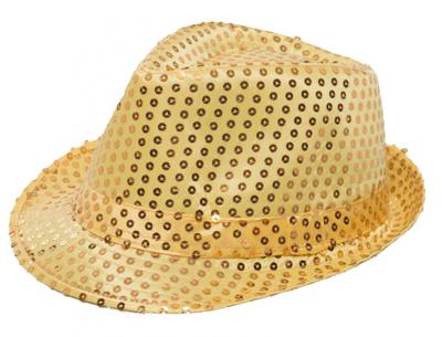 Partychimp Hoed Met Led-licht Spangles Polyester Goud One-size