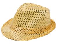 Partychimp Hoed Met Led-licht Spangles Polyester Goud One-size - thumbnail