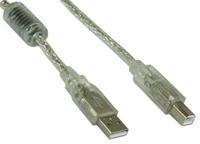 InLine USB 2.0 kabel, A aan B, transparant, met ferrietkern, 2m - thumbnail