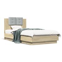 Bedframe met hoofdbord en LED sonoma eikenkleurig 90x190 cm - thumbnail