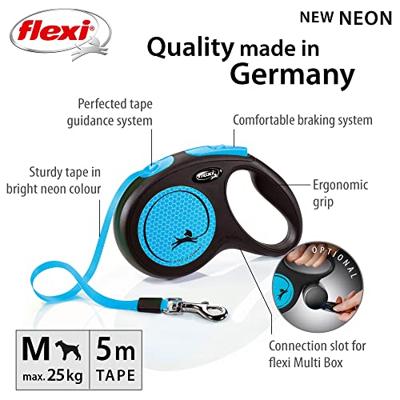 FLEXI ROLLIJN NEW NEON TAPE ZWART / NEON BLAUW M 5 MTR TOT 25 KG