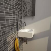 Hoekfontein Clou Flush 5 27x27x10cm Keramiek Glans Wit (Met Kraangat) - thumbnail