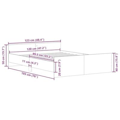 Bedframe met hoofd- en voeteneinde gerookt eiken 120x190 cm