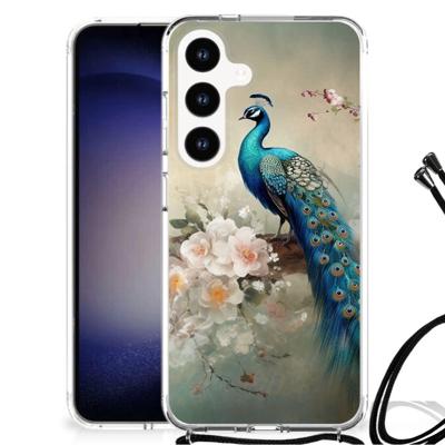 Case Anti-shock voor Samsung Galaxy S24 Vintage Pauwen Case Anti-shock voor Samsung Galaxy S24 Vintage Pauwen