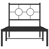 Bedframe met hoofdbord metaal zwart 80x200 cm - thumbnail