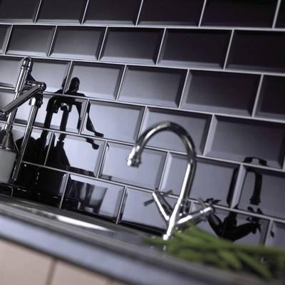 Wandtegels Metro 10X20 Hoogglans Zwart Gio Gres