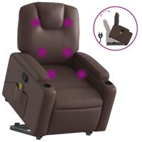 Sta-op-massagestoel verstelbaar kunstleer bruin - thumbnail