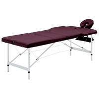 VidaXL Massagetafel inklapbaar 3 zones aluminum wijnpaars - thumbnail