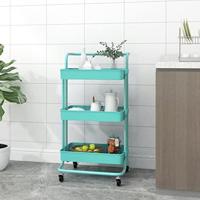 VidaXL Keukentrolley 3-laags 42x35x85 cm ijzer en abs turquoise - thumbnail