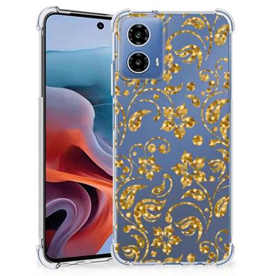 Motorola Moto G34 Case Gouden Bloemen Motorola Moto G34 Case Gouden Bloemen