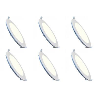 LED Downlight Slim 6 Pack - Inbouw Rond 6W - Dimbaar - Natuurlijk Wit 4200K - Mat Wit Aluminium - Ø120mm