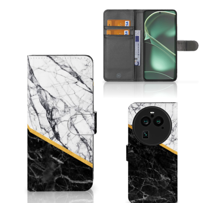 OPPO Find X6 Pro | Bookcase | Marmer Wit Zwart - Origineel Cadeau Man