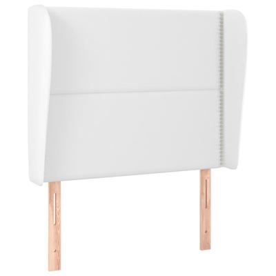 Hoofdbord met randen 83x23x118/128 cm kunstleer wit - thumbnail