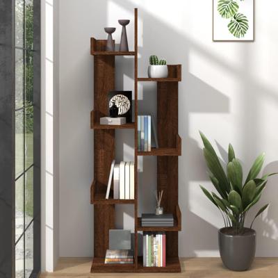 Boekenkast 48x25,5x140 cm bewerkt hout bruin eikenkleur