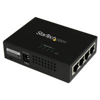 StarTech.com 4-poorts Gigabit Midspan - PoE+ Injector - 802.3at en 802.3af - Wandmonteerbare Power over Ethernet Midspan (POEINJ4G) Zwart - thumbnail