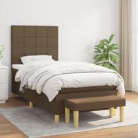 Boxspring met matras stof donkerbruin 90x190 cm - thumbnail