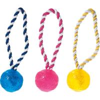 Hondenspeelgoed Bal met Koord 6 x 6 x 12 cm Flamingo Multicolor - thumbnail