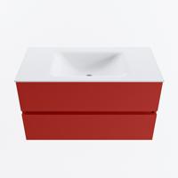 MONDIAZ VICA 90cm badmeubel onderkast Fire 2 lades. Wastafel CLOUD midden 1 kraangat, kleur Talc. - thumbnail