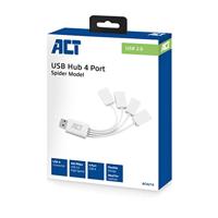 ACT AC6210 USB Hub 2.0 | 4x USB-A | Flexibel | Wit | 8 cm - thumbnail