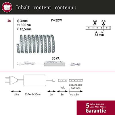 Paulmann 2700KMaxLED 500 3m set metaal - 70579