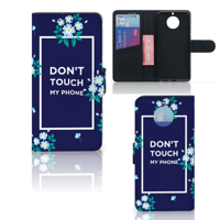 Moto G5S Portemonnee Hoesje Flowers Blue DTMP - thumbnail