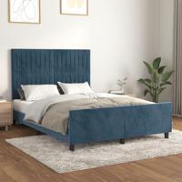 Bedframe zonder matras 140x190 cm fluweel donkerblauw - thumbnail