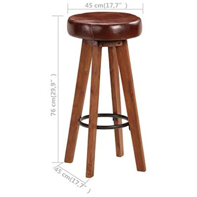 VidaXL Barstoelen 2 st echt leer en massief acaciahout