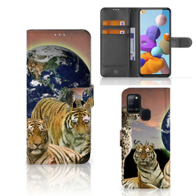 Samsung Galaxy A21s | Telefoonhoesje | Met pasjeshouder | Roofdieren Samsung Galaxy A21s | Telefoonhoesje | Met pasjeshouder | Roofdieren