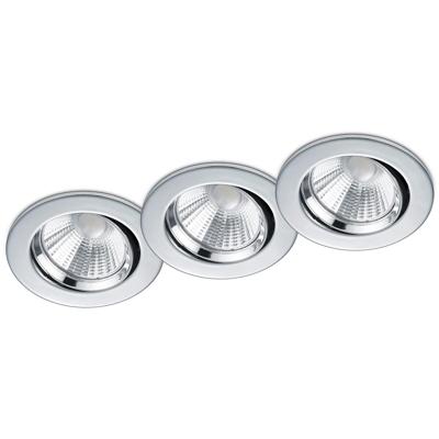 Dimbar LED Inbouwspot 3-Pack 5W - Warm Wit 3000K - Mat Chroom Ø80mm