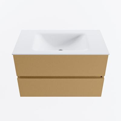 MONDIAZ VICA 80cm badmeubel onderkast Oro 2 lades. Wastafel CLOUD midden 1 kraangat, kleur Talc.