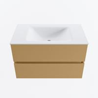 MONDIAZ VICA 80cm badmeubel onderkast Oro 2 lades. Wastafel CLOUD midden 1 kraangat, kleur Talc. - thumbnail