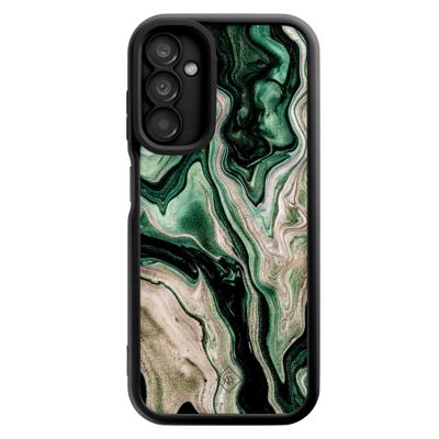 Samsung Galaxy A14 zwarte case - Green waves Samsung Galaxy A14 zwarte case - Green waves