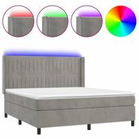 Boxspring met matras en LED fluweel lichtgrijs 160x200 cm - thumbnail