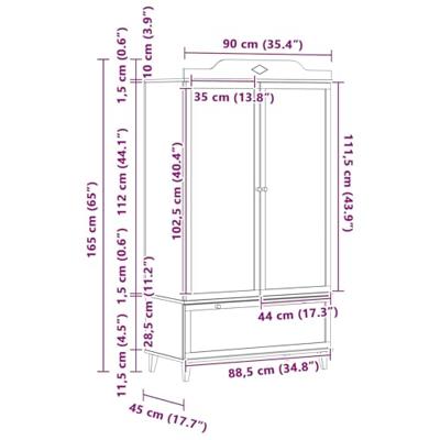 Kledingkast met krijtbord Grijs en Wit 90 x 45 x 165 cm