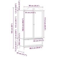 Kledingkast met krijtbord Grijs en Wit 90 x 45 x 165 cm - thumbnail