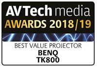 BenQ TK800 DLP projector (4K UHD, 3840 x 2160 pixels, HDR, 92% rec. 709, 3000 ANSI lumen, football mode, 10.000:1 contrast, HDMI) - thumbnail