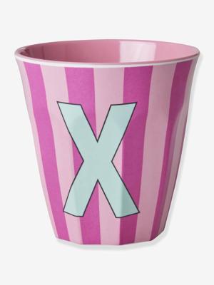 Gestreepte melamine mok LETTER X rice, medium 250 ml meerkleurig