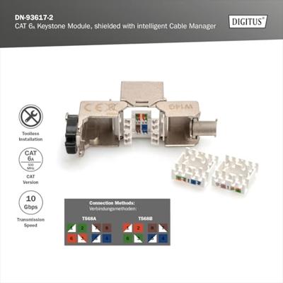 Digitus DN-93617-2 RJ45-inbouwmodule Keystone CAT 6A 2 stuk(s) Digitus DN-93617-2 RJ45-inbouwmodule Keystone CAT 6A 2 stuk(s)
