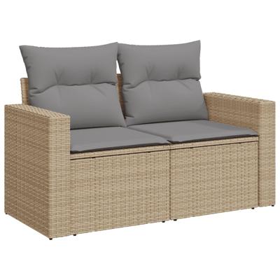 4-delige Loungeset met kussens poly rattan beige - thumbnail