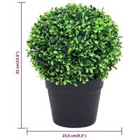 Kunstplanten met pot 2 st buxus bolvorming 32 cm groen - thumbnail