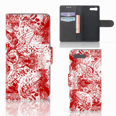 Telefoonhoesje met Naam Sony Xperia X Compact Angel Skull Rood Telefoonhoesje met Naam Sony Xperia X Compact Angel Skull Rood