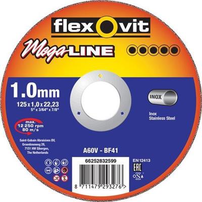 Flexovit dss mega-line 125x1.0x22.23 a60v t41 rvs | 25 stuk stuks