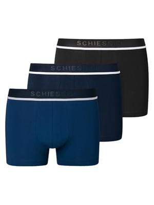 Schiesser Boxershorts 95/5 blauw-zwart 3-pack - thumbnail