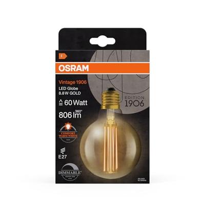 OSRAM HOMELIGHTING 4058075761773 LED-lamp Energielabel F (A - G) E27 Globe 8.8 W = 60 W Warmwit (Ø x h) 95 mm x 95 mm 1 stuk(s) OSRAM HOMELIGHTING 4058075761773 LED-lamp Energielabel F (A - G) E27 Globe 8.8 W = 60 W Warmwit (Ø x h) 95 mm x 95 mm 1 stuk(s)