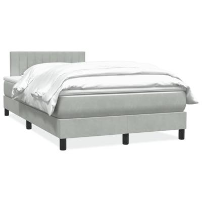 Boxspring met matras fluweel lichtgrijs 120x210 cm