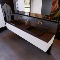 Badkamermeubelset Mondiaz Erin 200 cm met 2 Lades met RIDGE Wastafel Dubbel Urban Zonder Kraangaten Greeploos Mat Carrara - thumbnail