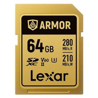 Lexar Pro Gold Armor 64GB SDXC UHS-II V60 - R280/W210 MB/s - IP68
