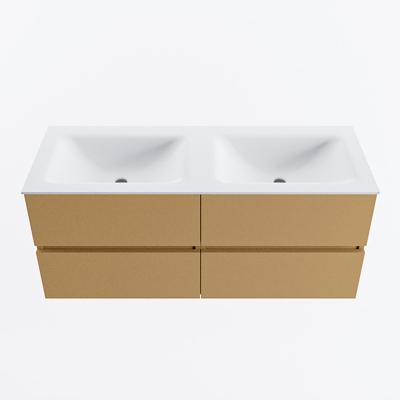 MONDIAZ VICA 120cm badmeubel onderkast Oro 4 lades. Wastafel CLOUD dubbel zonder kraangat, kleur Talc.